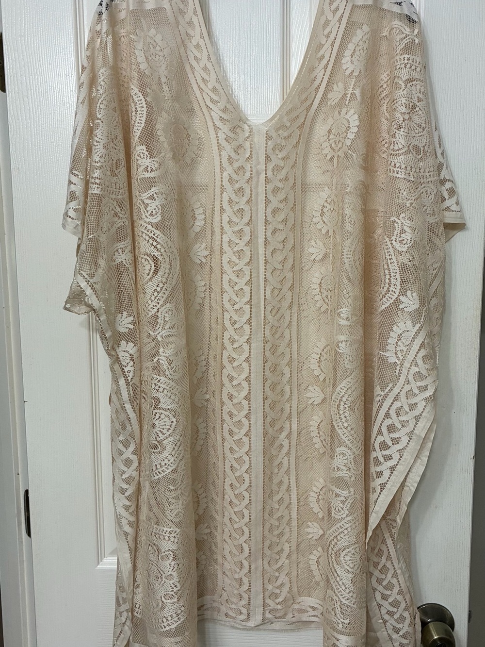 Cream Lace Kaftan Cover-Up Plus Size